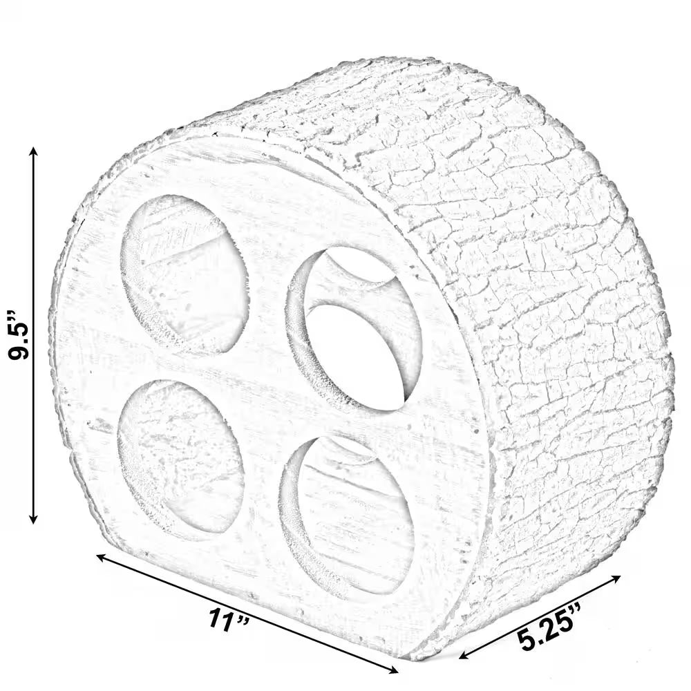 Round Wood Log Style with Bark 4-Bottle Countertop Wine Rack Holder
