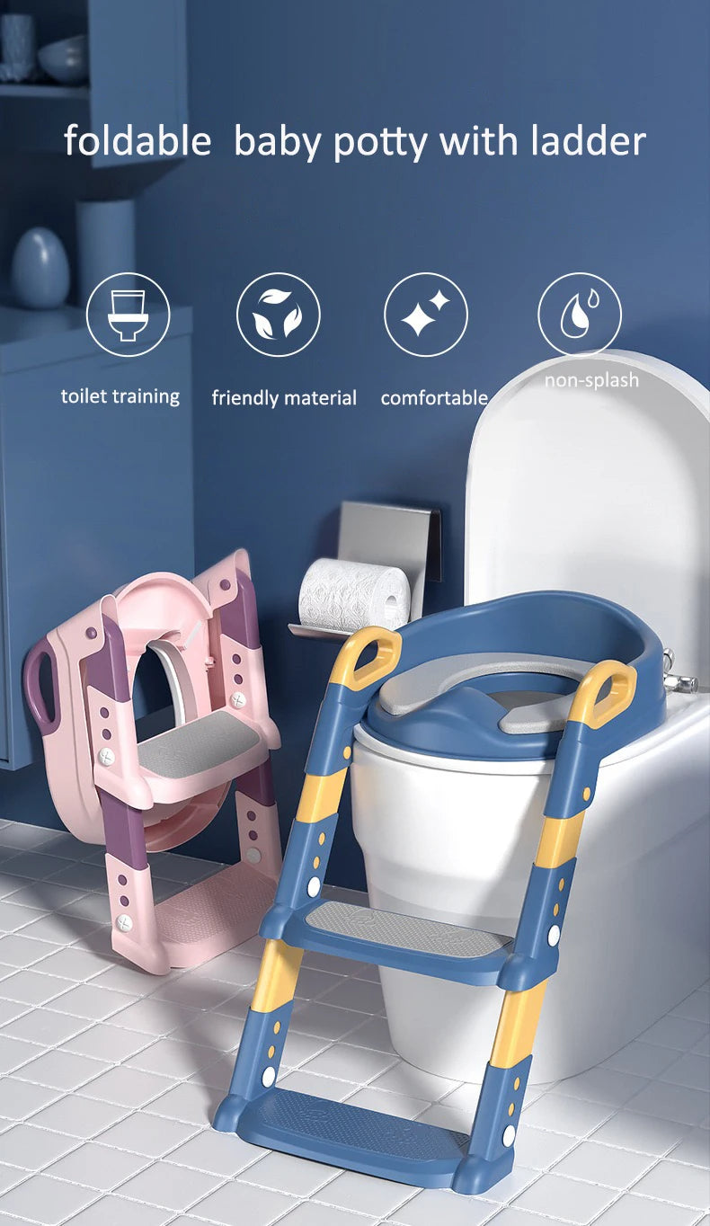 Kiddistep Adjustable Potty Trainer with Soft Cushion and Step Stool